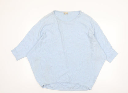 Phase Eight Women Blue Cotton Cashmere Relaxed Pullover Jumper L