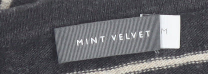 Mint Velvet Women's Grey Striped Crew Neck Long Sleeve Pullover Jumper M