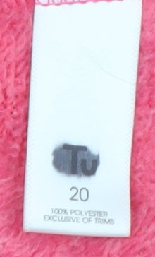 Tu Women Pink Pullover Hoodie Size 20 Cowl Neck Fleece Sweatshirt