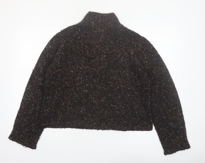 Peruvian Connection Womens Brown Mock Neck Chunky Knit Wool Alpaca Pullover L