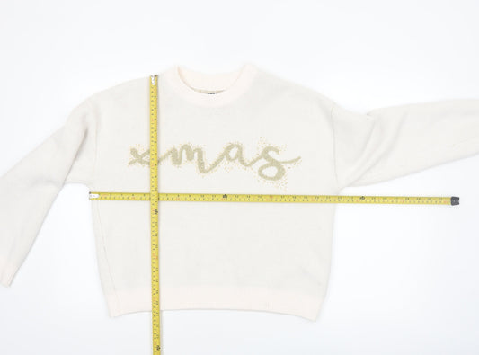 ASOS DESIGN Women’s Ivory Xmas Pullover Jumper Size 10