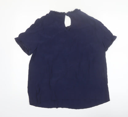 Boden Women's Blue Embroidered Floral Viscose Tunic Blouse Size 12