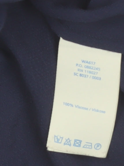 Boden Women's Blue Embroidered Floral Viscose Tunic Blouse Size 12