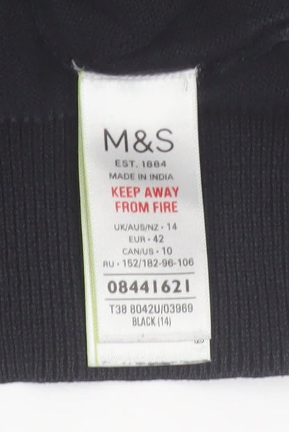 Marks and Spencer Women’s Black Embroidered Floral Cotton Jumper Size 14