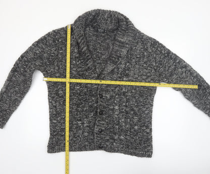 boohooMAN Men's Grey Chunky Knit Shawl Collar Cardigan Size M