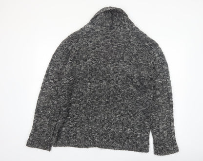 boohooMAN Men's Grey Chunky Knit Shawl Collar Cardigan Size M
