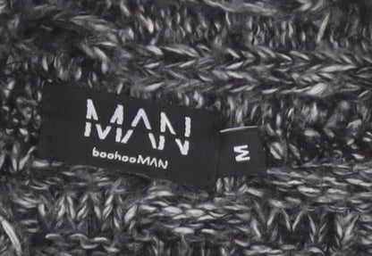 boohooMAN Men's Grey Chunky Knit Shawl Collar Cardigan Size M