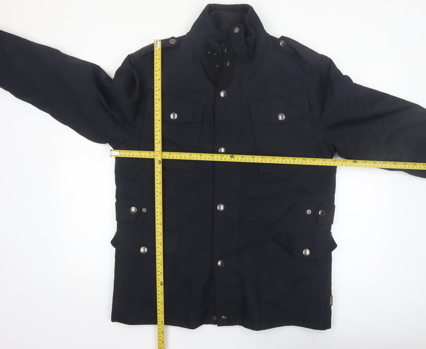 St. George by Duffer Men's Black Medium Military Jacket Cotton