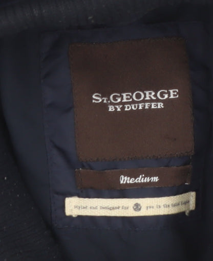 St. George by Duffer Men's Black Medium Military Jacket Cotton