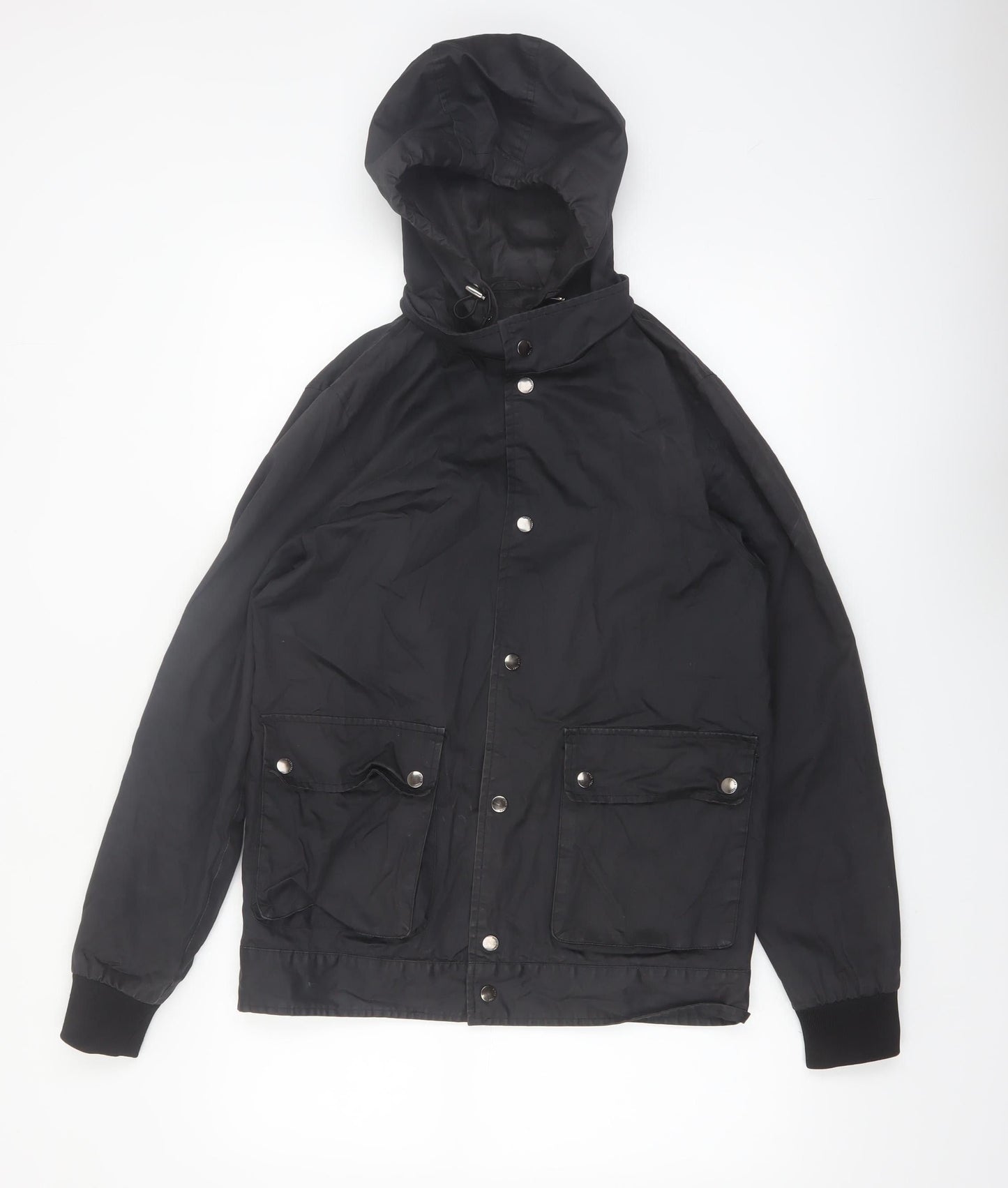 Burton Menswear London Men's Black Small Hooded Cotton Windbreaker Jacket