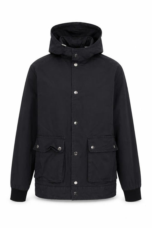 Burton Menswear London Men's Black Small Hooded Cotton Windbreaker Jacket