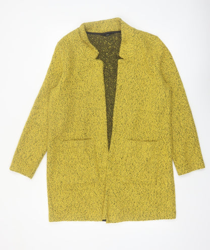 M&Co Women Yellow Size 14 Open Front Tweed Coatigan