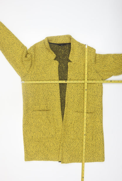 M&Co Women Yellow Size 14 Open Front Tweed Coatigan