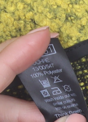 M&Co Women Yellow Size 14 Open Front Tweed Coatigan