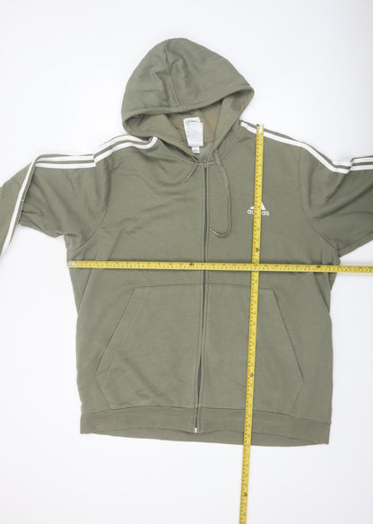 Adidas Men’s Green Full Zip Hoodie 2XL Sports Fleece Sweatshirt