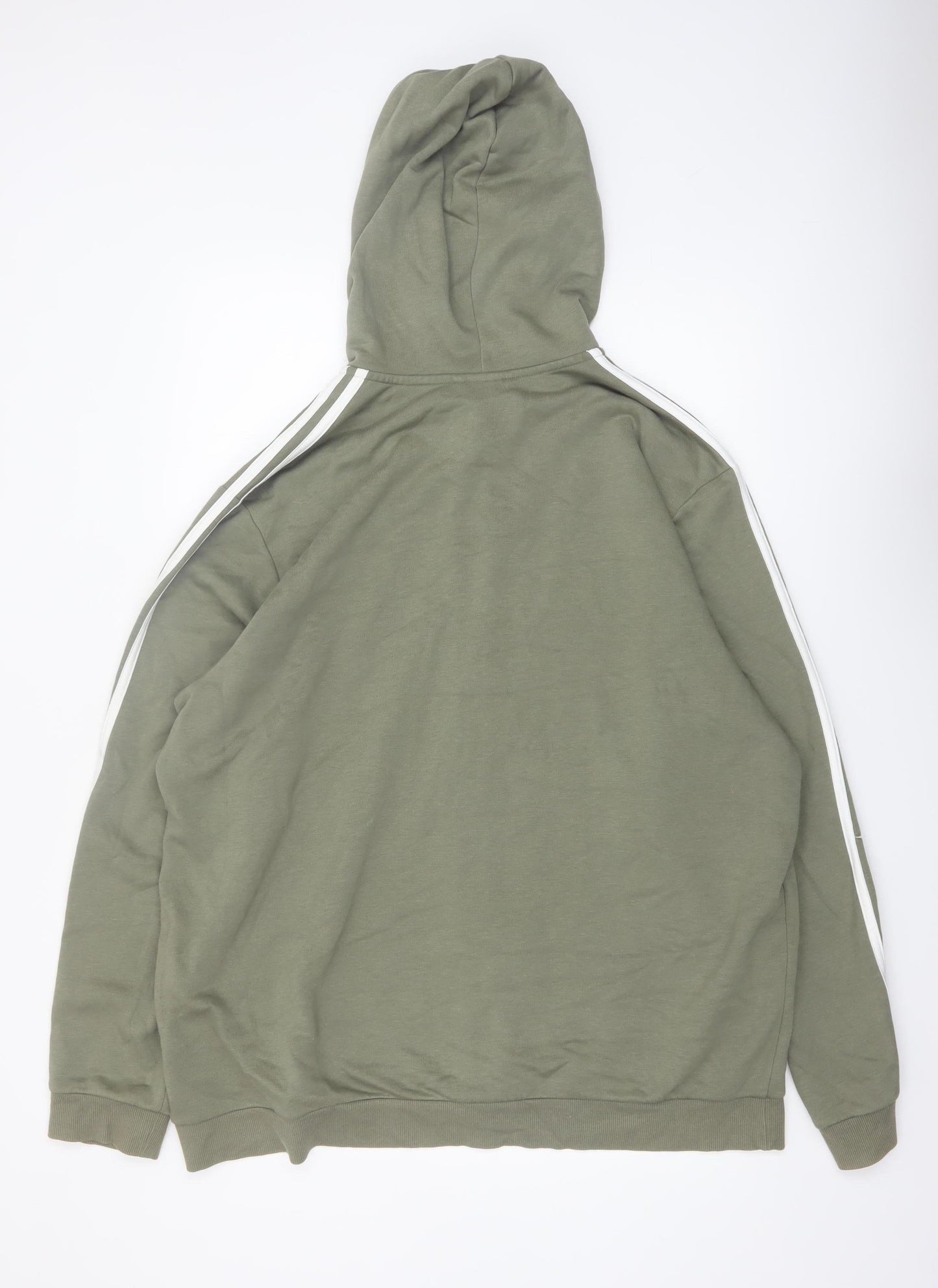 Adidas Men’s Green Full Zip Hoodie 2XL Sports Fleece Sweatshirt