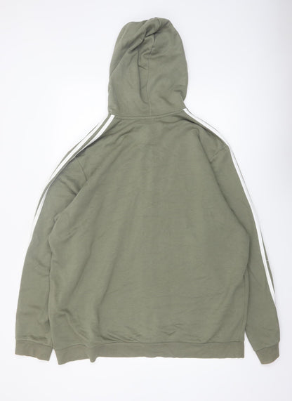 Adidas Men’s Green Full Zip Hoodie 2XL Sports Fleece Sweatshirt