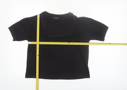 Topshop Women’s Black Lace Detail Cropped T-Shirt Size 10