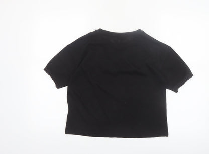 Topshop Women’s Black Lace Detail Cropped T-Shirt Size 10