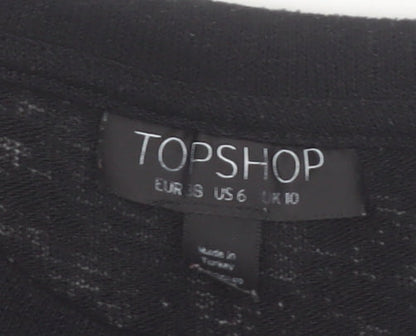 Topshop Women’s Black Lace Detail Cropped T-Shirt Size 10
