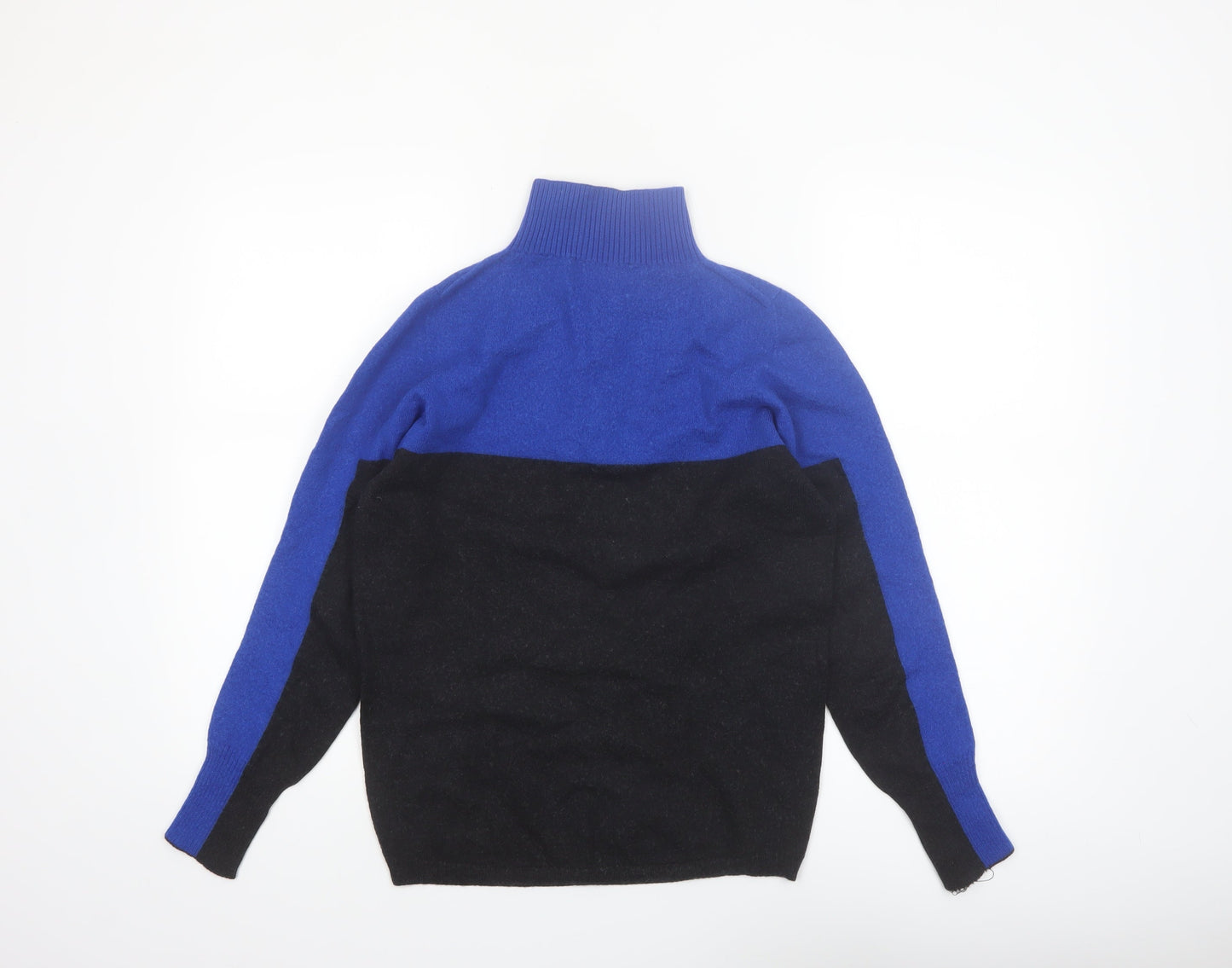 Snow Finel Womens Blue Merino Wool High Neck 1/2 Zip Jumper M