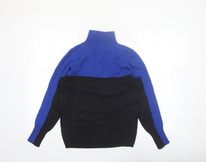 Snow Finel Womens Blue Merino Wool High Neck 1/2 Zip Jumper M