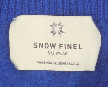 Snow Finel Womens Blue Merino Wool High Neck 1/2 Zip Jumper M