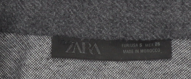 ZARA Women’s Grey Cropped Bomber Jacket Size S Full Zip Twill