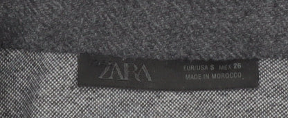 ZARA Women’s Grey Cropped Bomber Jacket Size S Full Zip Twill