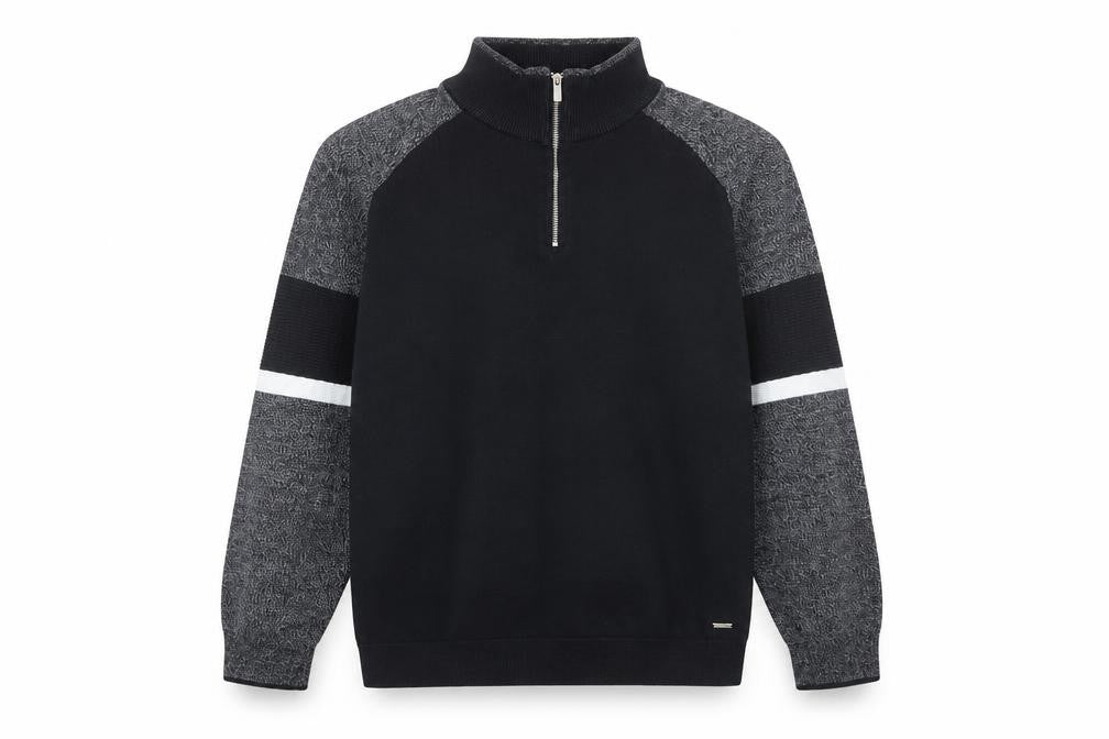 Next Men's Black XL 1/4 Zip High Neck Cotton Jumper