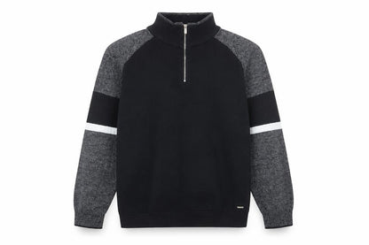 Next Men's Black XL 1/4 Zip High Neck Cotton Jumper