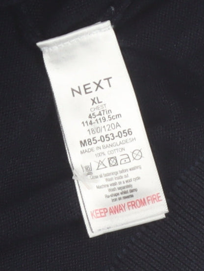 Next Men's Black XL 1/4 Zip High Neck Cotton Jumper
