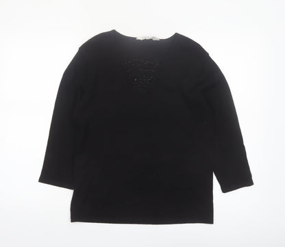 Tigi Wear Women’s Black V-Neck 3/4 Sleeve Pullover Jumper Size 10