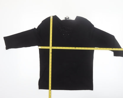 Tigi Wear Women’s Black V-Neck 3/4 Sleeve Pullover Jumper Size 10