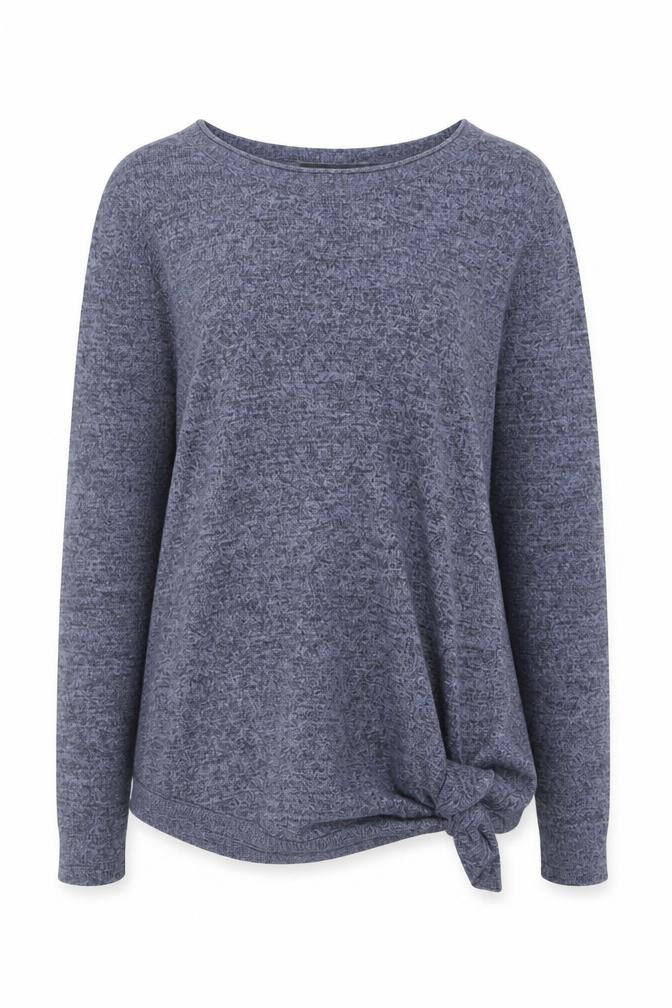 ASOS Women Blue Knit Tie Hem Jumper Size 12 Crew Neck Pullover