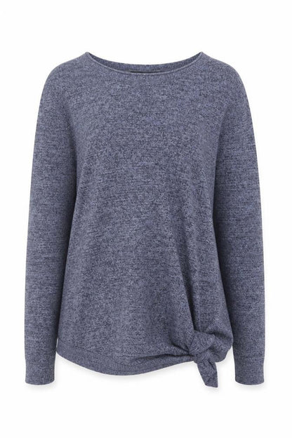 ASOS Women Blue Knit Tie Hem Jumper Size 12 Crew Neck Pullover