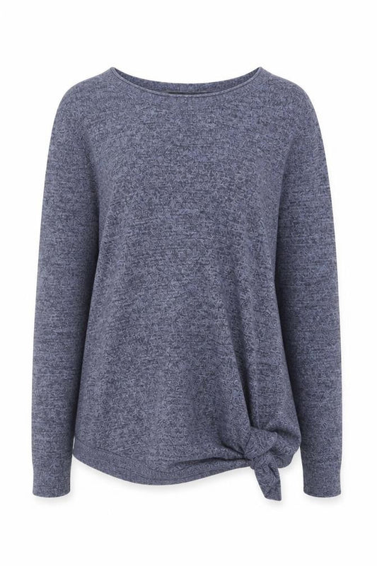ASOS Women Blue Knit Tie Hem Jumper Size 12 Crew Neck Pullover