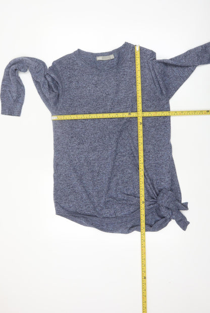 ASOS Women Blue Knit Tie Hem Jumper Size 12 Crew Neck Pullover