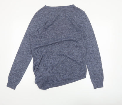 ASOS Women Blue Knit Tie Hem Jumper Size 12 Crew Neck Pullover