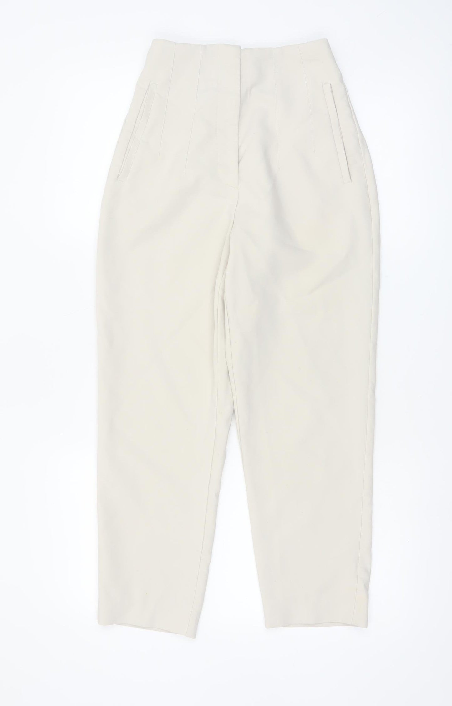 ZARA Women's Beige High Rise Tailored Tapered Trousers XS
