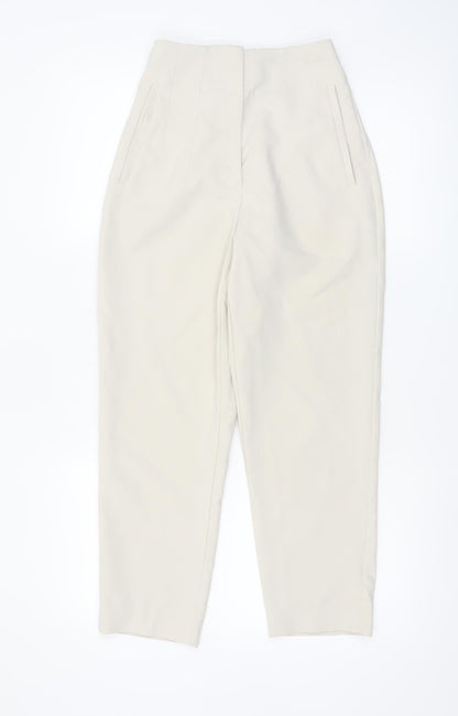 ZARA Women's Beige High Rise Tailored Tapered Trousers XS
