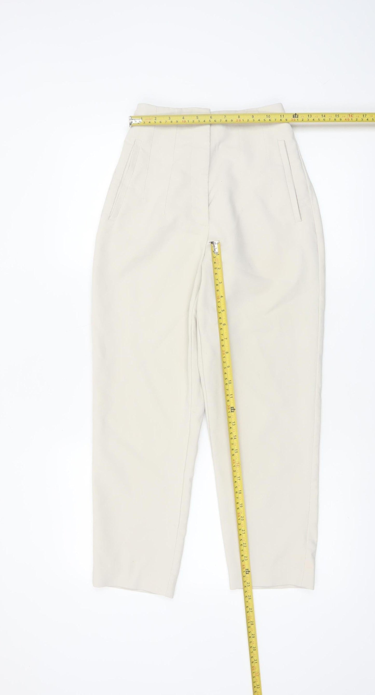 ZARA Women's Beige High Rise Tailored Tapered Trousers XS