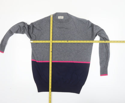 Sugarhill Brighton Women Grey Colour Block Pullover Jumper Size 10