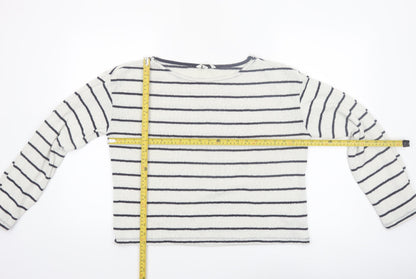 H&M Women’s White Striped Boat Neck Knit Jumper Size 12