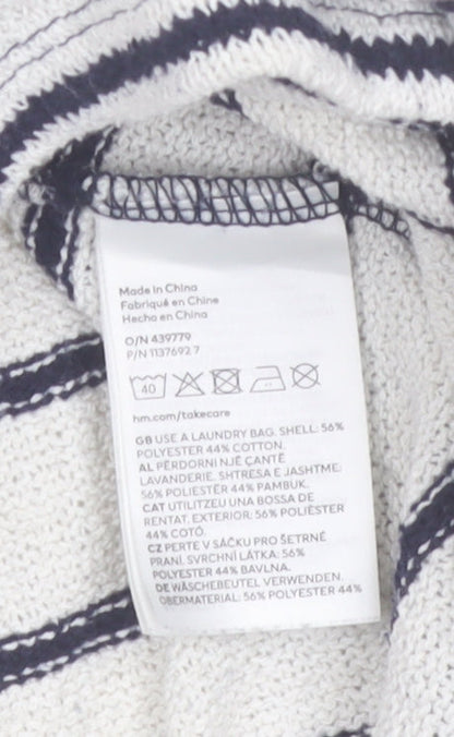 H&M Women’s White Striped Boat Neck Knit Jumper Size 12