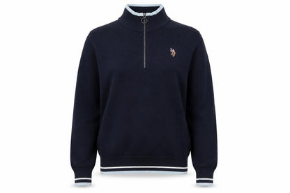 U.S. Polo Assn. Women's Navy Blue Cotton 1/4 Zip Jumper Size 14