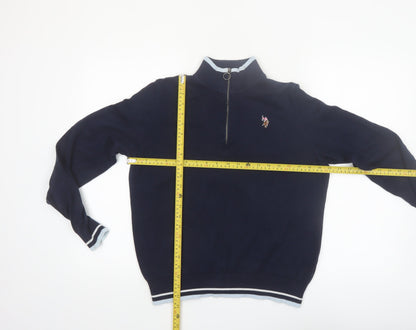 U.S. Polo Assn. Women's Navy Blue Cotton 1/4 Zip Jumper Size 14