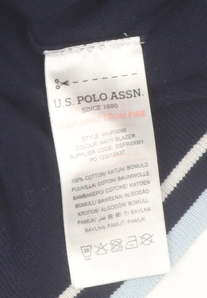 U.S. Polo Assn. Women's Navy Blue Cotton 1/4 Zip Jumper Size 14