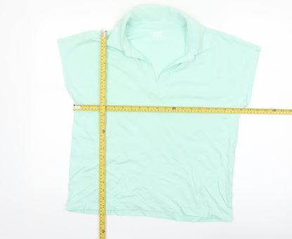 Lands' End Women's Green Cotton Polo Shirt Size M