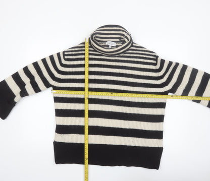 & Other Stories Women Black Stripe Roll Neck Wool Jumper Size 12